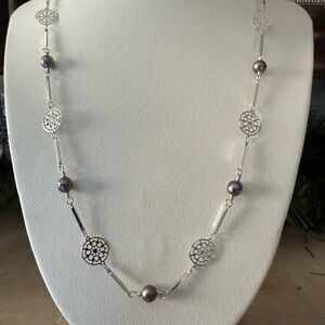 Handcrafted Silver Pearl Necklace